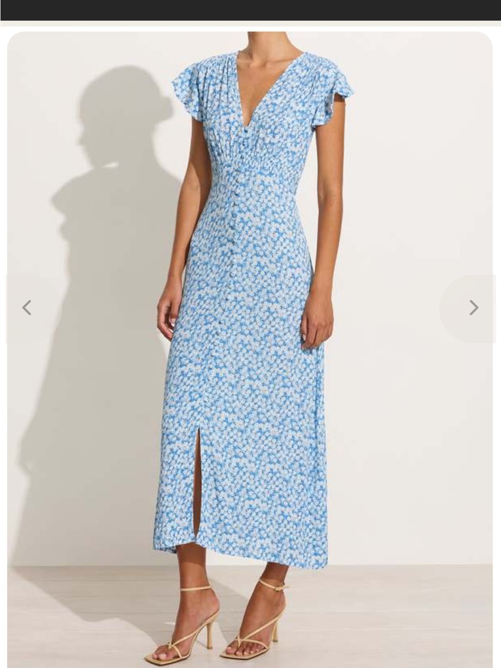 Light Blue Floral V-Neck Midi Dress